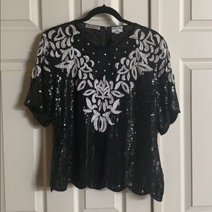 Black & White Sequin Top